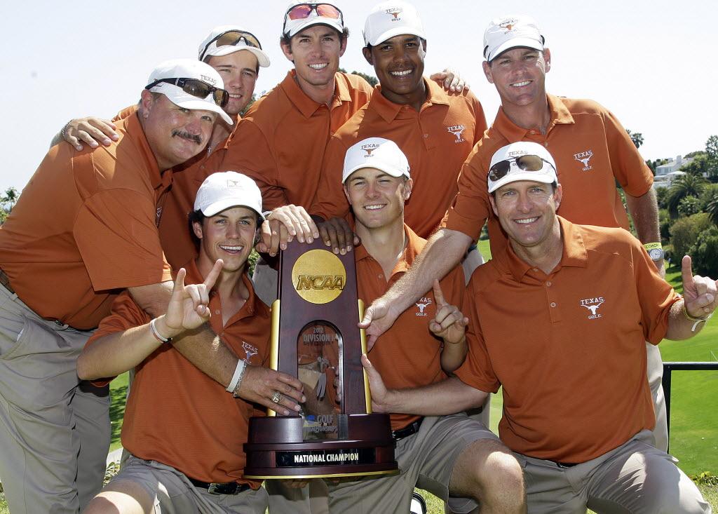 Texas Longhorns, con Jordan Spieth, celebrando el campeonato nacional