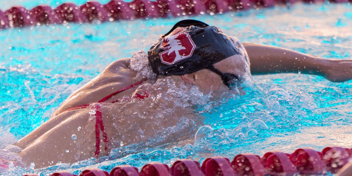 Katie Ledecky swimming for Stanford in a college competition.